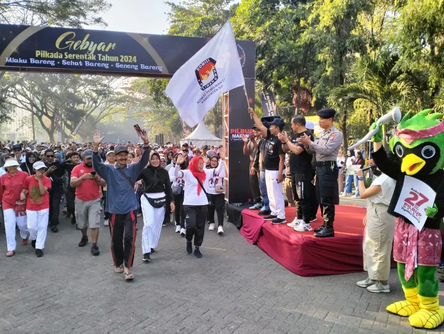 KPU Kabupaten Malang Sosialisasikan Pilkada 2024 Lewat Jalan Sehat dan Senam 