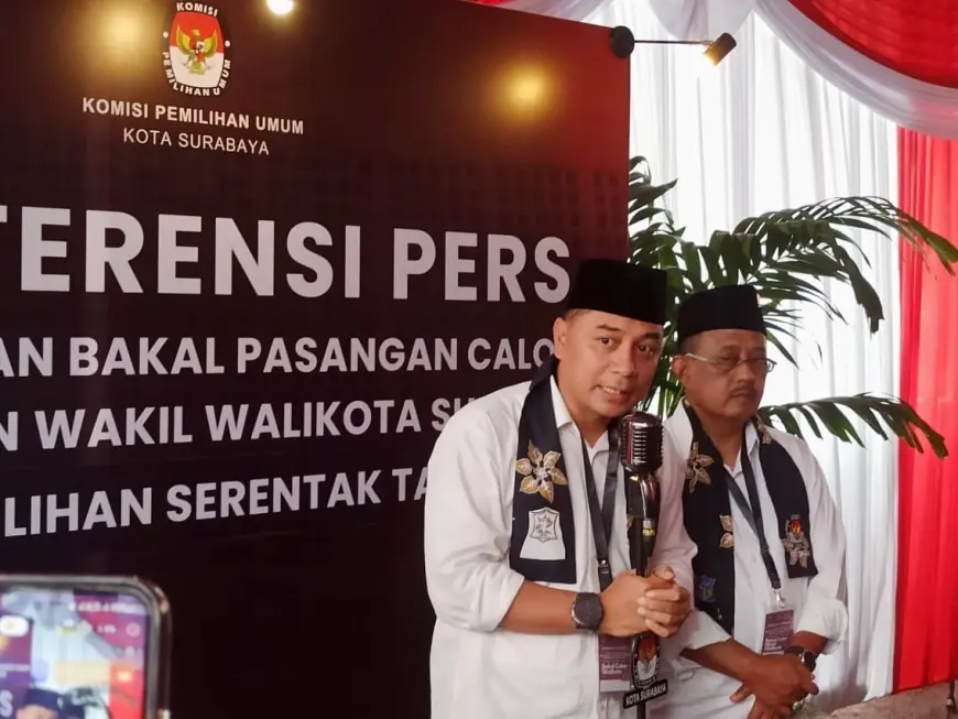 Eri Cahyadi dan Armuji Resmi Daftar Pilwali Kota Surabaya, Dapat Dukungan 18 Partai