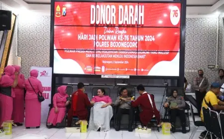Polwan Polres Bojonegoro Gelar Donor Darah Peringati Hari Jadi ke-76