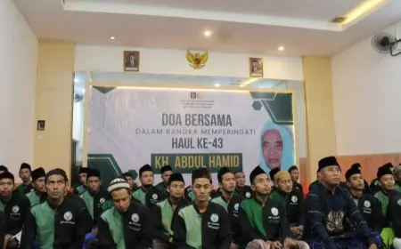 Mencari Keberkahan Acara Haul KH. Abdul Hamid, Ratusan WBP Lapas Pasuruan Gelar Doa Bersama Dengan Cara Online