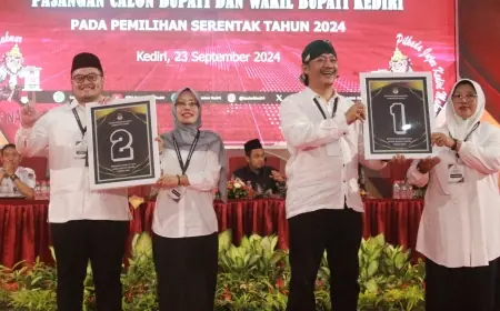 KPU Lakukan Tahap Pengundian Nomor Urut Kontestan Pilbup Kediri 2024