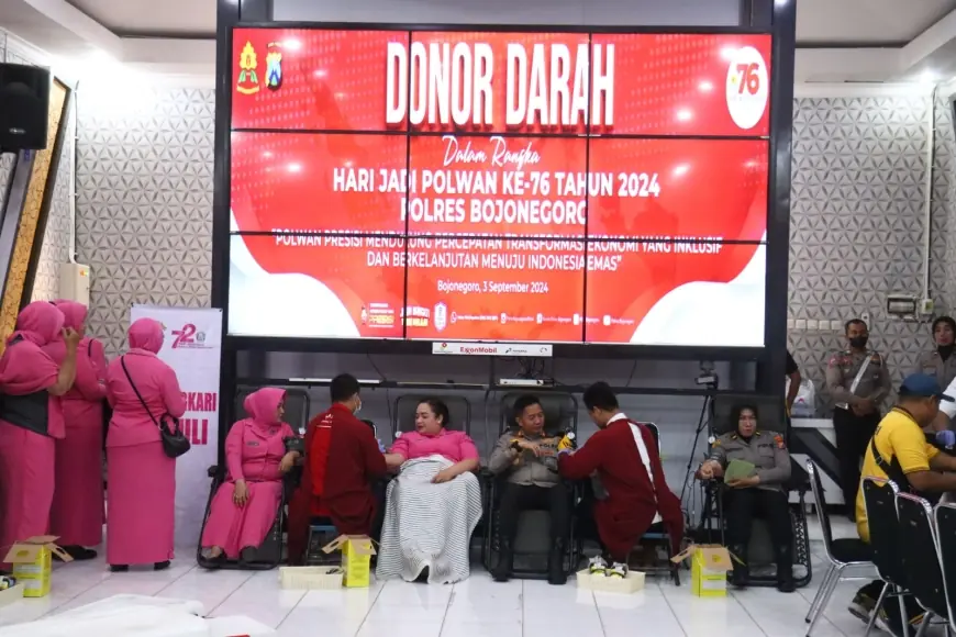 Polwan Polres Bojonegoro Gelar Donor Darah Peringati Hari Jadi ke-76