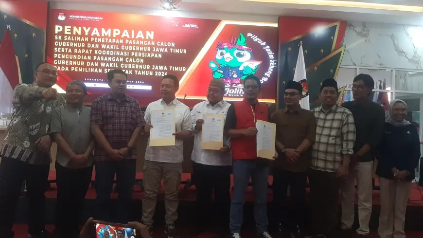 KPU Jatim Tetapkan Tiga Nama Paslon Pilgub Jatim 2024