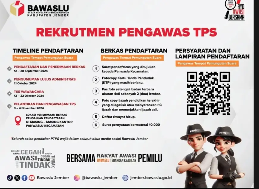 Ayo Daftar, Bawaslu Jember Buka Pendaftaran PTPS: Catat Tanggal Serta Persyaratan 