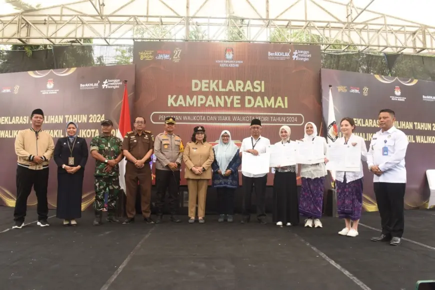 Pj Wali Kota Kediri Hadiri Deklarasi Kampanye Damai Pilkada Serentak 2024