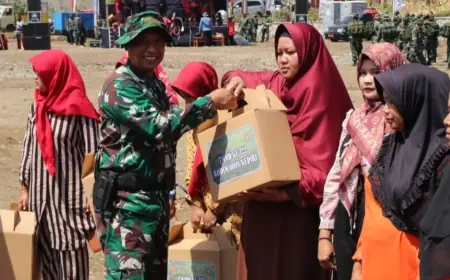 Satgas TMMD Kodim Kediri Bagikan Sembako, Bantu Tekan Angka Stunting