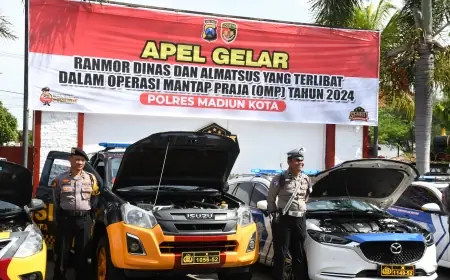 Tim Logistik Polda Jatim Cek Kesiapan Ranmor Dinas Polres Madiun Kota Jelang Pilkada 2024