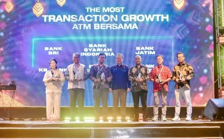 ATM Bersama Award 2024: Bank Jatim Raih Prestasi Penghargaan The Most Transaction Growth