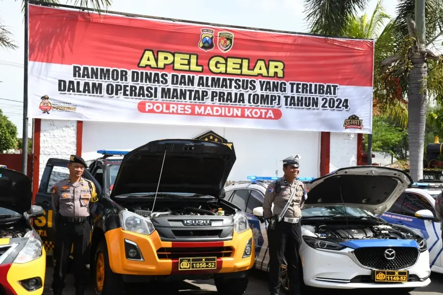 Tim Logistik Polda Jatim Cek Kesiapan Ranmor Dinas Polres Madiun Kota Jelang Pilkada 2024