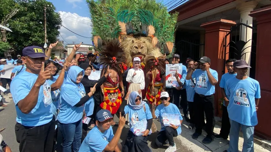 Diiringi Reog dan Jathilan, Vinanda Door to Door Sapa Warga Ketami, Kota Kediri