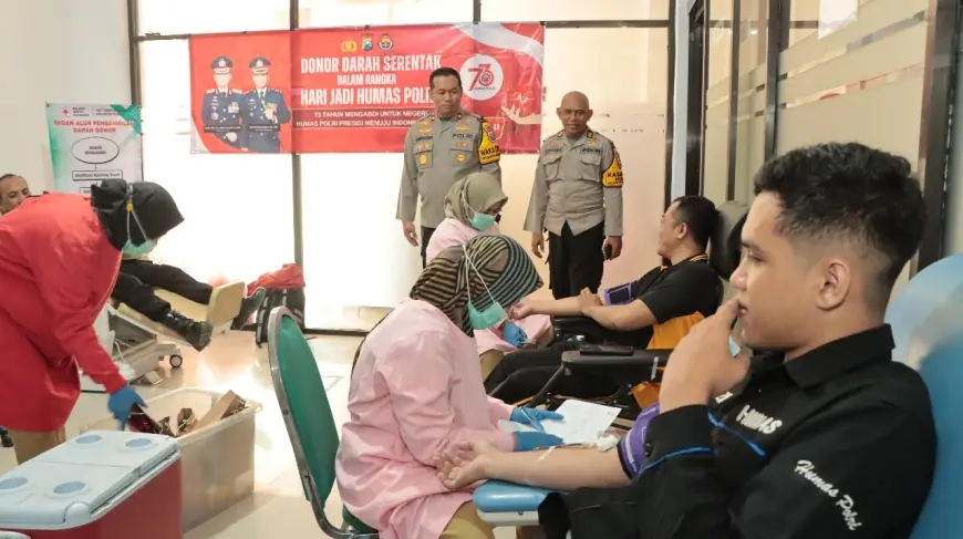 Peringati Hari Jadi ke-73 Humas Polri, Polres Nganjuk Gelar Donor Darah