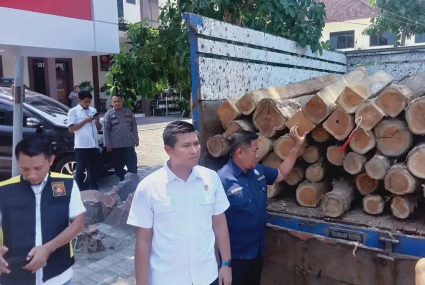 70 Batang Kayu Jati Hasil Curian Diamankan Polisi dari Perangkat Desa di Jombang