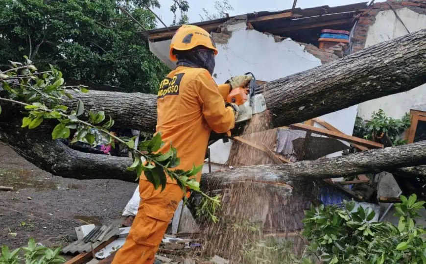 Angin Kencang Terjang Belasan Rumah di Desa Mengen Bondowoso