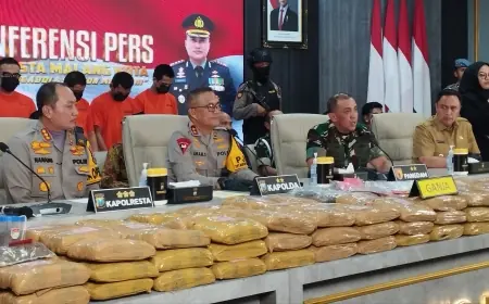 Polresta Malang Kota Ungkap Kasus Peredaran Ganja dengan Total 166,58 Kg
