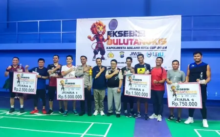 RRI Malang dan Universitas IBU Juara 1 Eksebisi Bulutangkis Kapolresta Malang Kota Cup 2024