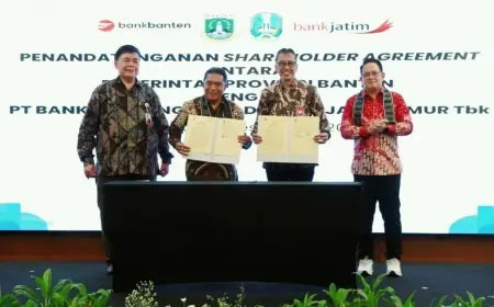 Bank Jatim Perkuat KUB Bersama Bank Banten di Penghujung 2024 Lewat Tanda Tangan Pemegang Saham Pengendali
