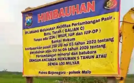 Abaikan Papan Larangan Polisi, Penambang Pasir Bojonegoro Diduga Dibekingi Aparat