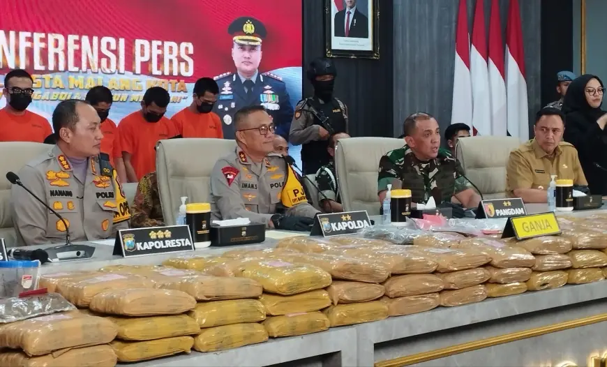 Polresta Malang Kota Ungkap Kasus Peredaran Ganja dengan Total 166,58 Kg