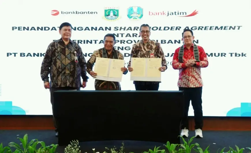 Bank Jatim Perkuat KUB Bersama Bank Banten di Penghujung 2024 Lewat Tanda Tangan Pemegang Saham Pengendali