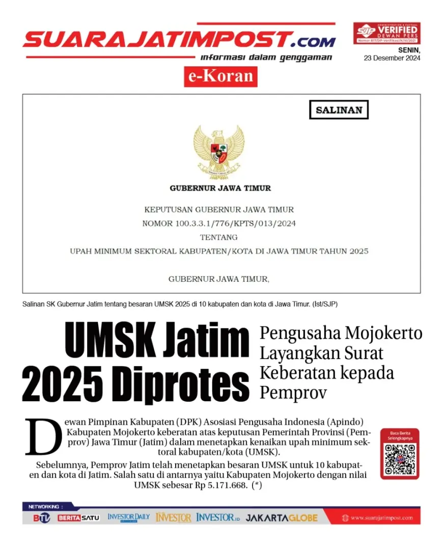 eKoran, Edisi Senin, 23 Desember 2024