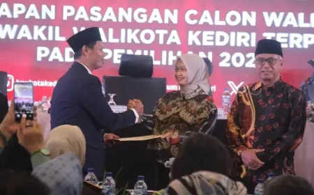 KPU Kota Kediri Resmi Tetapkan Pasangan Wali Kota dan Wakil Wali Kota Terpilih