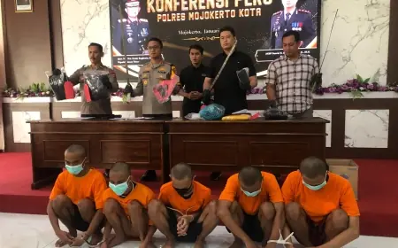 6 Pelaku Begal Motor di Mojokerto Digulung Polisi, Penadah Warga Jombang
