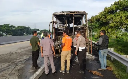 Bus Citi Trans Terbakar di Tol Nganjuk, Kanit Gakum: Kerugian Capai Ratusan Juta