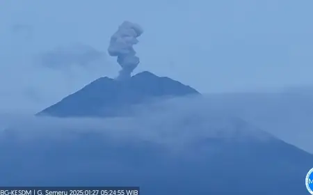 Gunung Semeru Kembali Erupsi, Enam Letusan dan Peringatan Waspada untuk Warga