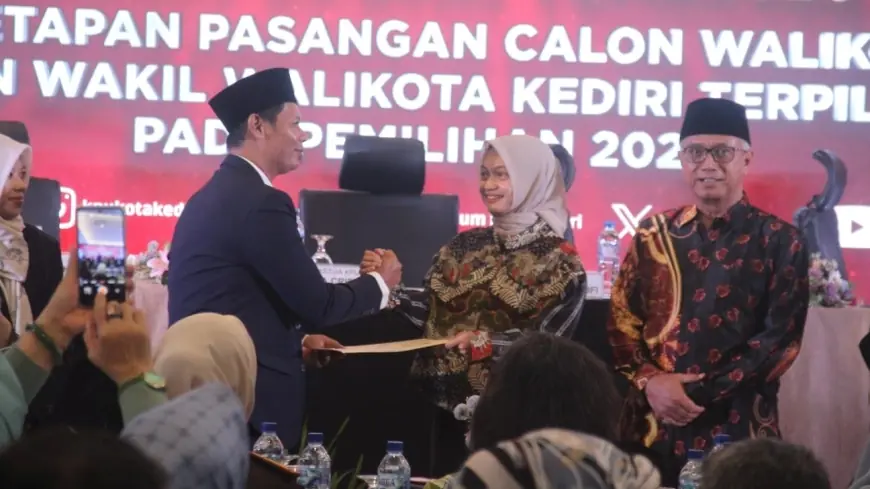 KPU Kota Kediri Resmi Tetapkan Pasangan Wali Kota dan Wakil Wali Kota Terpilih