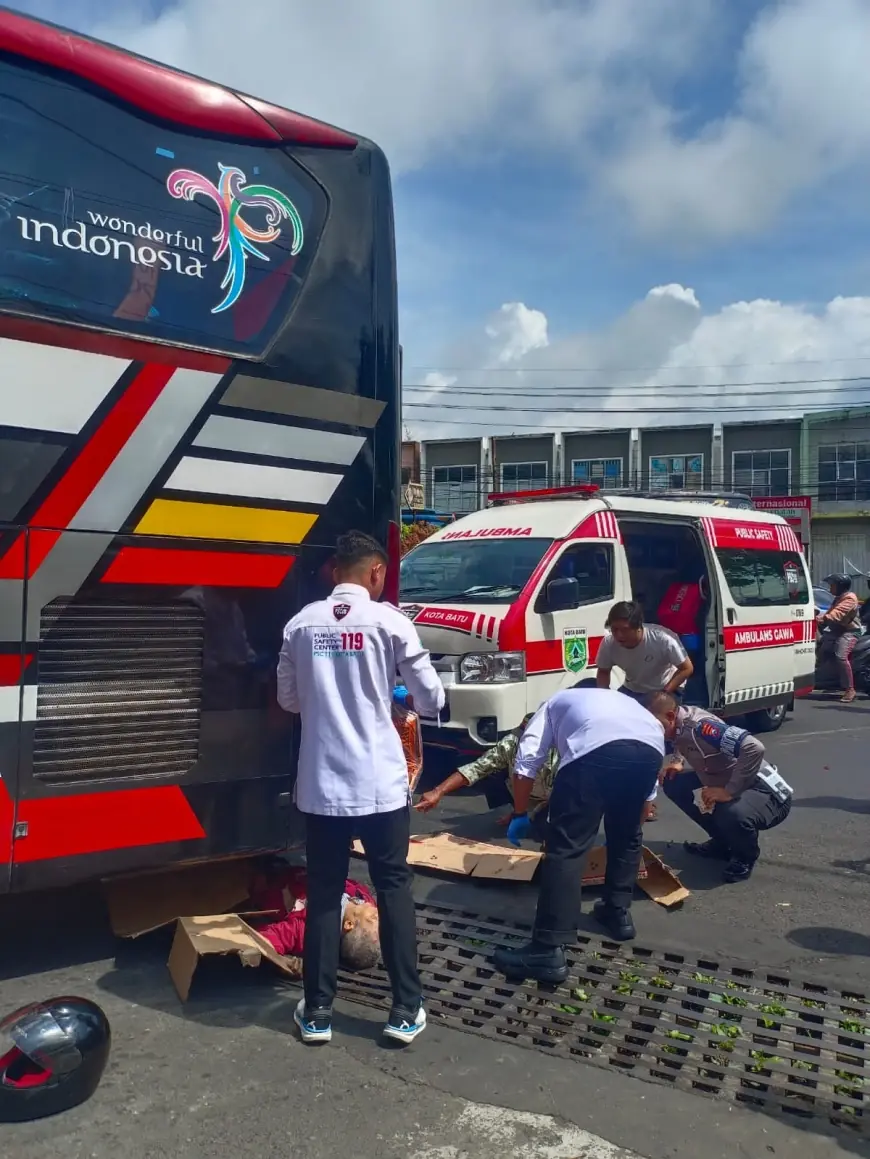 Polisi Periksa Bus Maut yang Tewaskan Pemotor Warga Beji Kota Batu