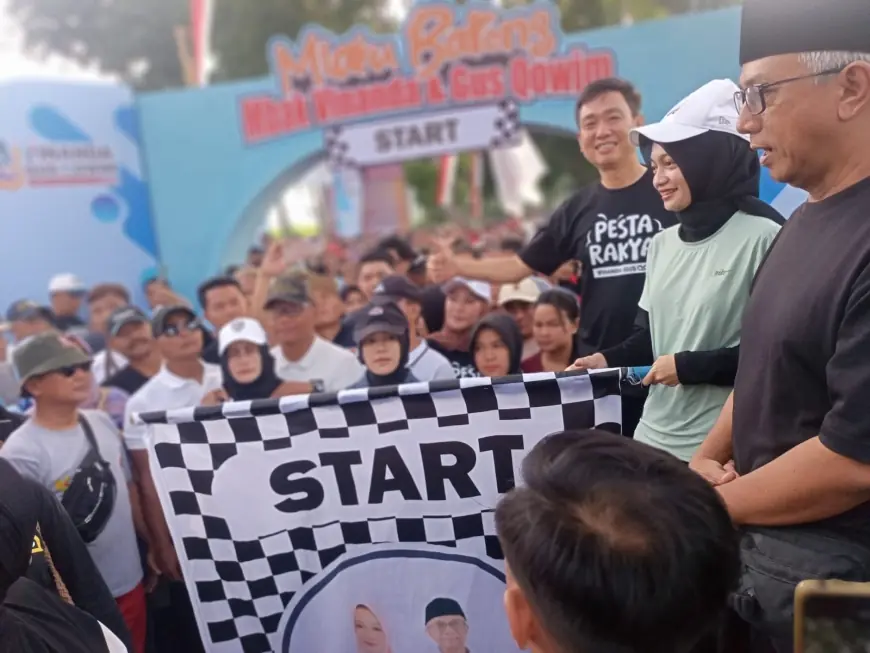 Ribuan Warga Kota Kediri Ikuti Mlaku Bareng Vinanda–Gus Qowim