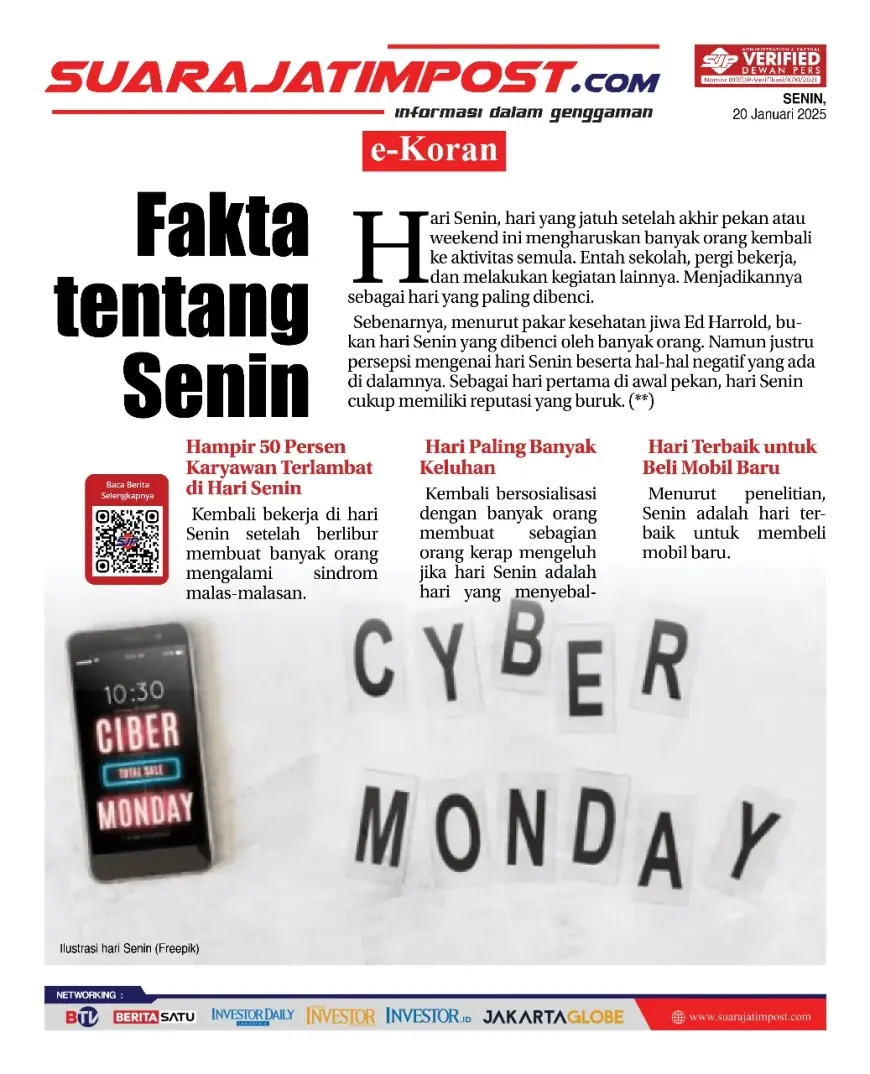 eKoran, Edisi Senin, 20 Januari 2025