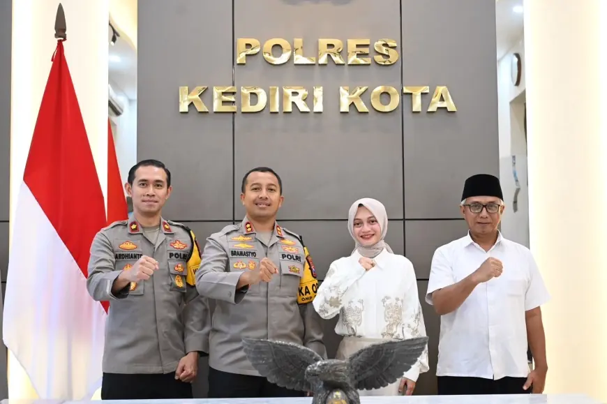 Kolaborasi Jaga Kamtibmas, Vinanda dan Gus Qowim Temui Kapolresta Kediri