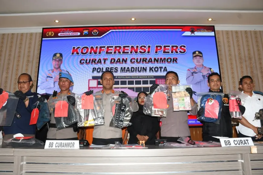 Polres Madiun Kota Ungkap 19 TKP Kasus Curanmor dan Curat Brankas