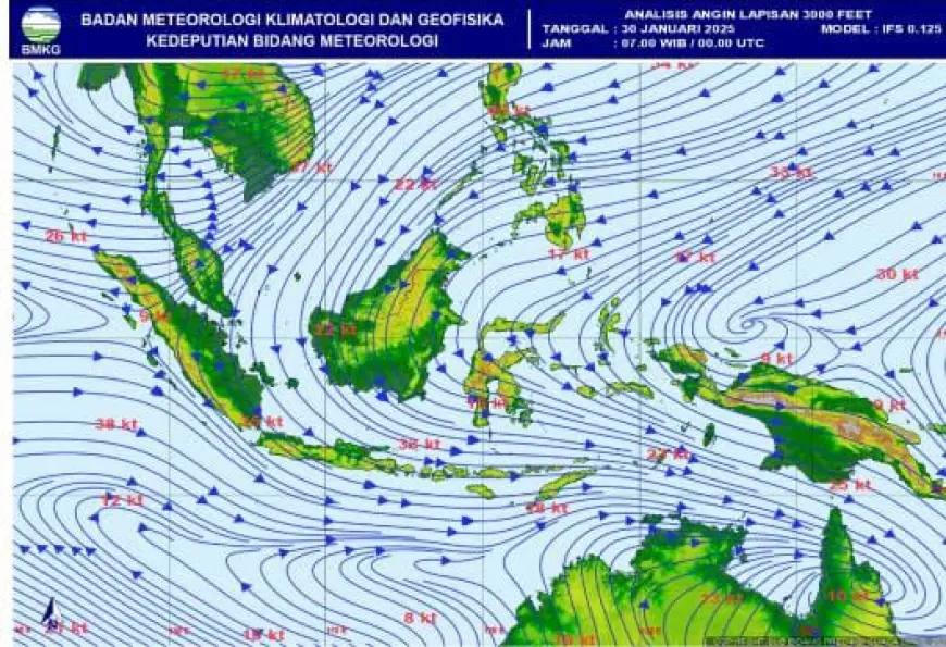 Waspada Peningkatan Kecepatan Angin di Jawa Timur hingga 2 Februari 2025