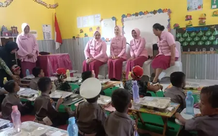 Istri Kapolda Jatim Berikan MBG untuk Siswa TK di Bondowoso