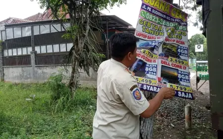 Langgar Perda 9 tahun 2016, Satpol PP Bondowoso Tertibkan 102 Banner