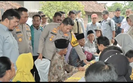 Peringati HPN 2025, Polres dan PWI Nganjuk Gelar Bakti Sosial di Balongrejo