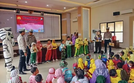 464 Anak TK PAUD di Nganjuk Belajar Mengenal Profesi Polisi