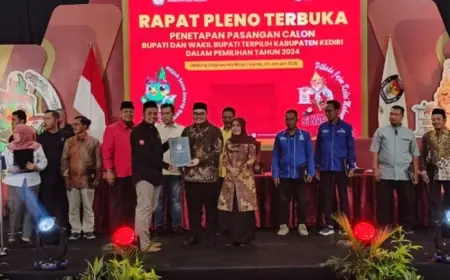 KPU Kabupaten Kediri Tetapkan Bupati dan Wakil Bupati Terpilih Pilkada 2024