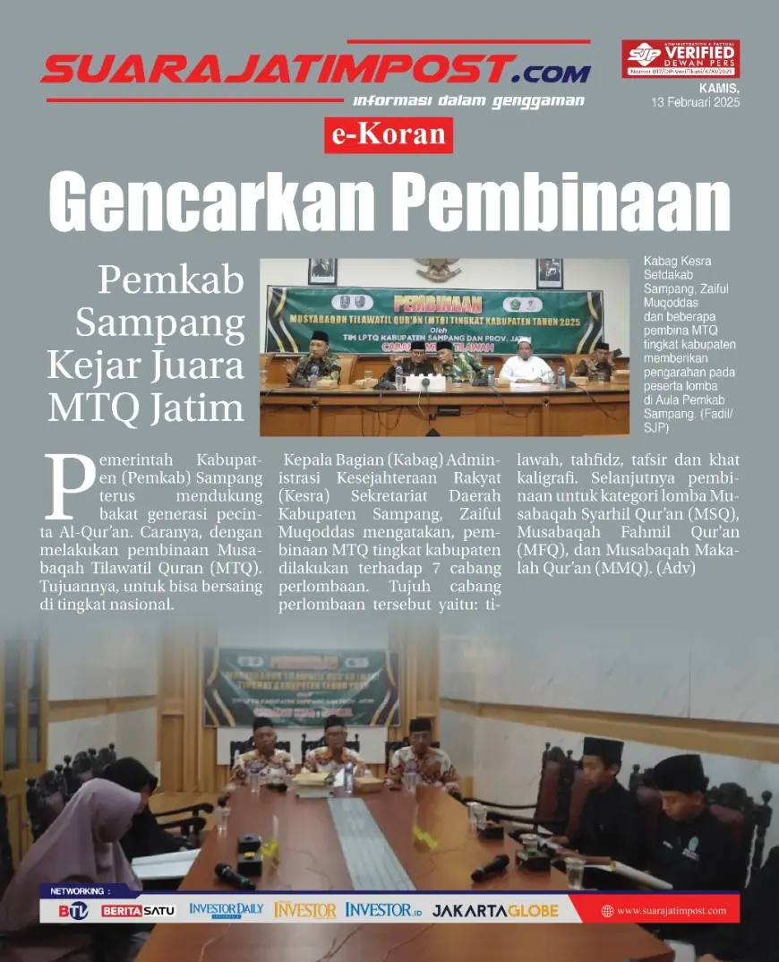 eKoran, Edisi Kamis, 13 Februari 2025