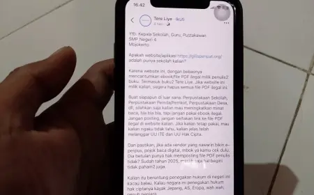 SMP Negeri 4 Mojokerto Diduga Pakai Ebook Ilegal, Penulis Tere Liye Ingatkan Potensi Pidana