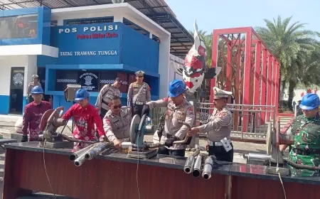 Polresta Blitar Musnahkan 750 Knalpot Brong Hasil Razia selama Ramadan