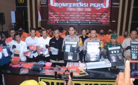 Operasi Pekat Semeru 2025, Polresta Blitar Ungkap 24 Kasus Amankan 38 Tersangka