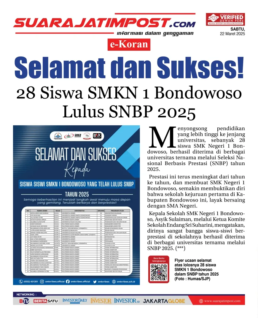 eKoran, Edisi Sabtu, 22 Maret 2025