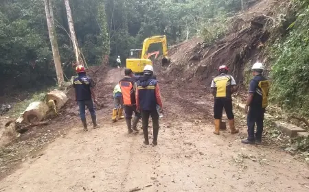 Material Longsor di Jalur Pacet-Cangar Mulai Dibersihkan