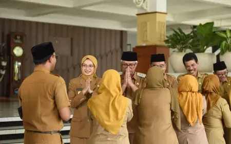 Hari Pertama Masuk Kerja, Mbak Vinanda dan Gus Qowim Halalbihalal Bersama ASN Pemkot Kediri