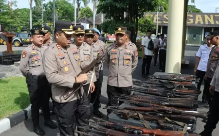 Cegah Penyalahgunaan, Polres Nganjuk Periksa Senpi dan Kendaraan Dinas