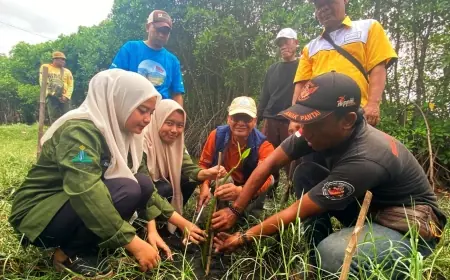 Peringati Hari Bumi, Mahasiswa UIN KHAS Jember Tanam Ribuan Mangrove di Pantai Selatan
