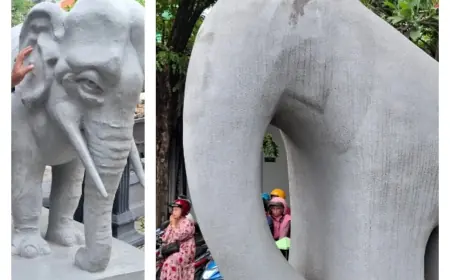 Baru 5 Tahun Replika Patung Gajah Mungkur Senilai Rp1 M Rusak, Aslinya Masih Kokoh sejak 1896